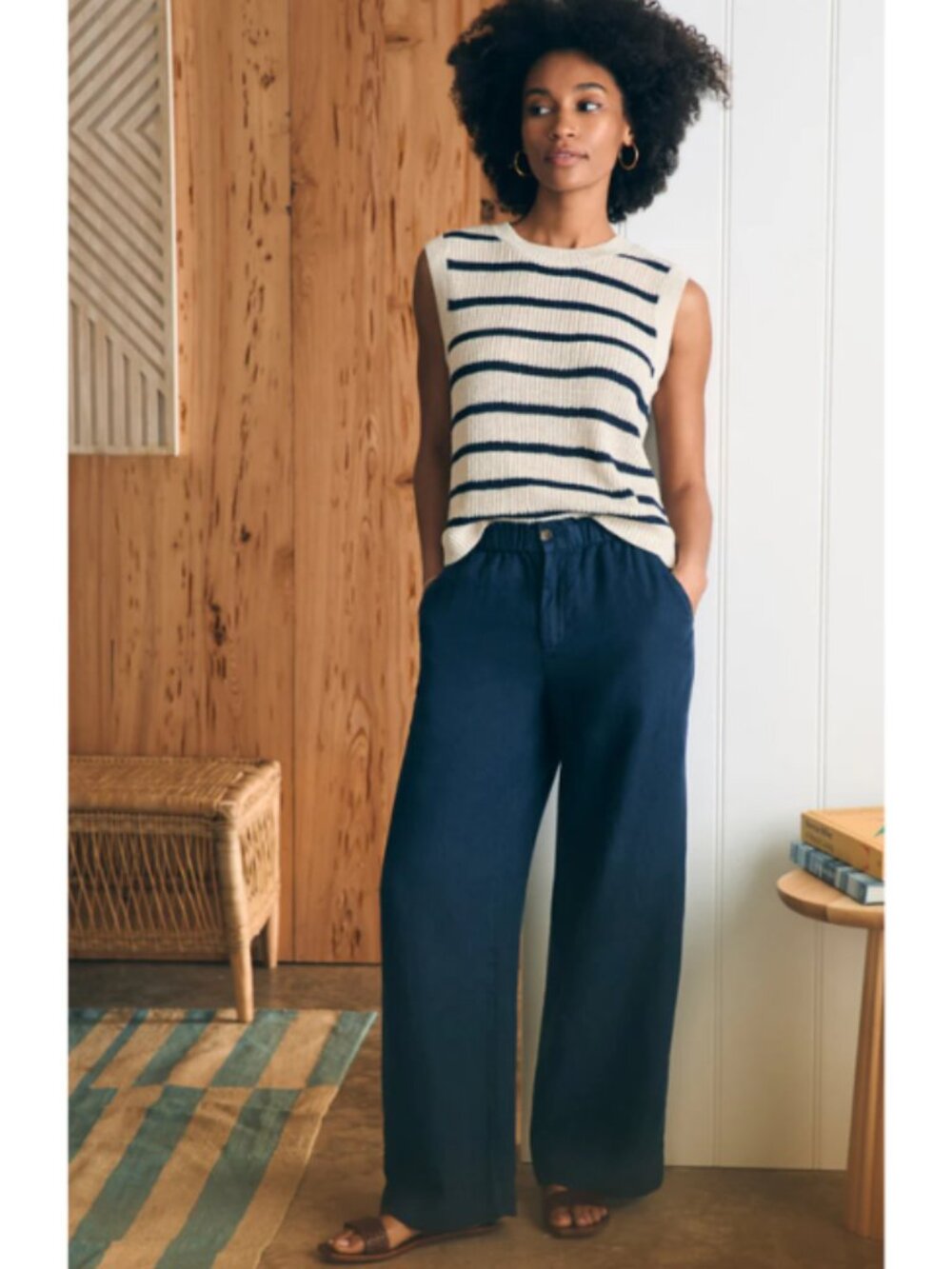 Faherty Monterey Linen Pant- After Midnight Blue